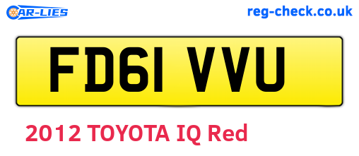 FD61VVU are the vehicle registration plates.