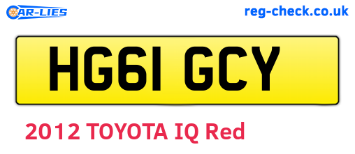 HG61GCY are the vehicle registration plates.
