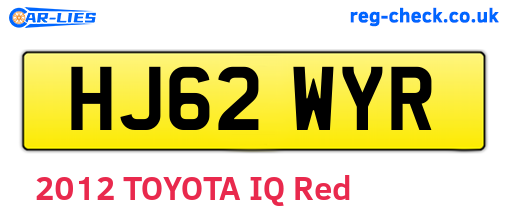 HJ62WYR are the vehicle registration plates.