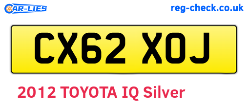 CX62XOJ are the vehicle registration plates.