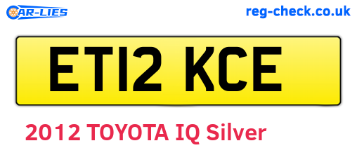 ET12KCE are the vehicle registration plates.
