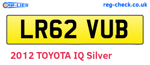 LR62VUB are the vehicle registration plates.