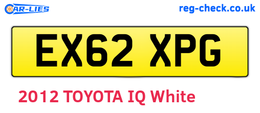 EX62XPG are the vehicle registration plates.