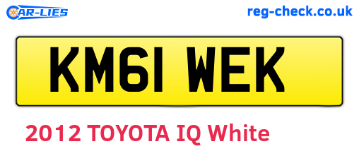 KM61WEK are the vehicle registration plates.