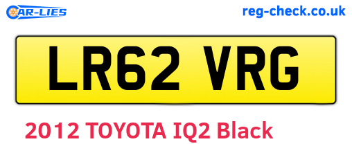 LR62VRG are the vehicle registration plates.