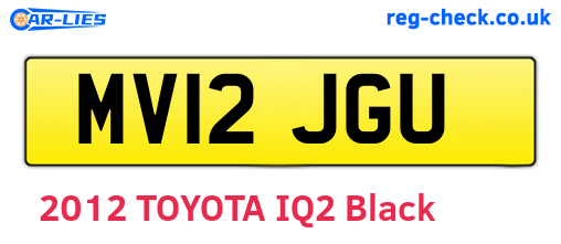 MV12JGU are the vehicle registration plates.