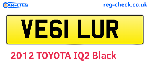 VE61LUR are the vehicle registration plates.