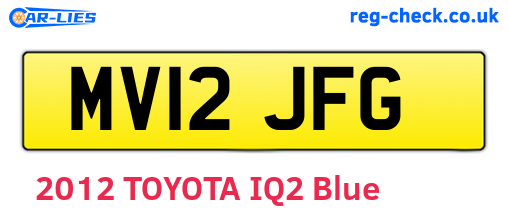 MV12JFG are the vehicle registration plates.