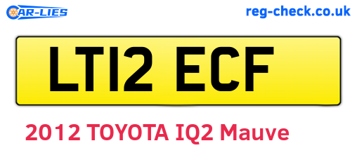 LT12ECF are the vehicle registration plates.