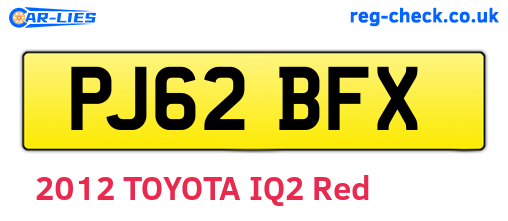 PJ62BFX are the vehicle registration plates.