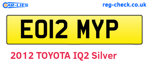 EO12MYP are the vehicle registration plates.