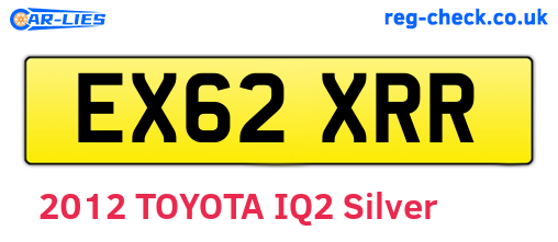 EX62XRR are the vehicle registration plates.