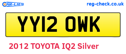 YY12OWK are the vehicle registration plates.
