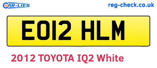 EO12HLM are the vehicle registration plates.