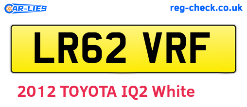 LR62VRF are the vehicle registration plates.