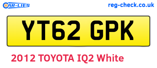 YT62GPK are the vehicle registration plates.