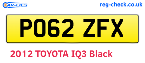 PO62ZFX are the vehicle registration plates.