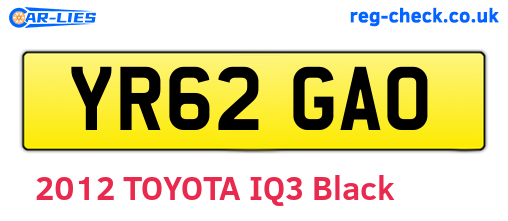 YR62GAO are the vehicle registration plates.