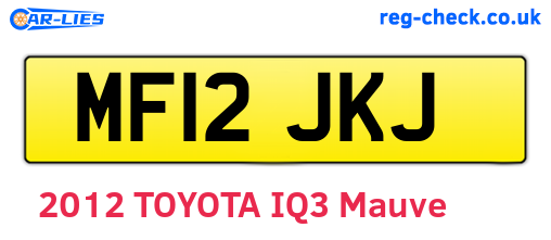 MF12JKJ are the vehicle registration plates.