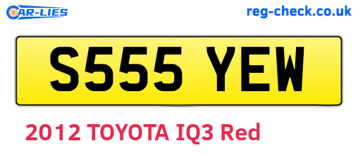 S555YEW are the vehicle registration plates.