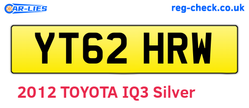 YT62HRW are the vehicle registration plates.