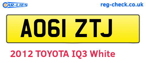 AO61ZTJ are the vehicle registration plates.