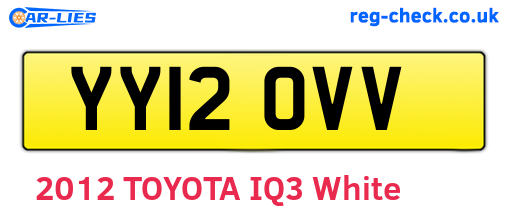 YY12OVV are the vehicle registration plates.
