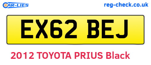 EX62BEJ are the vehicle registration plates.