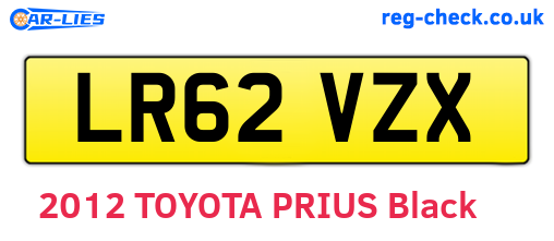 LR62VZX are the vehicle registration plates.