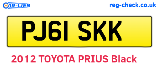 PJ61SKK are the vehicle registration plates.