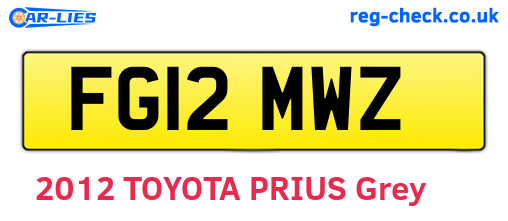 FG12MWZ are the vehicle registration plates.