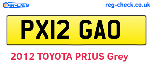 PX12GAO are the vehicle registration plates.