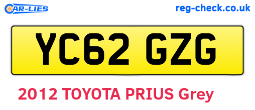 YC62GZG are the vehicle registration plates.