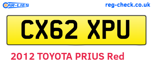CX62XPU are the vehicle registration plates.