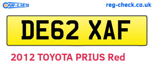 DE62XAF are the vehicle registration plates.