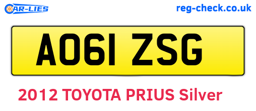 AO61ZSG are the vehicle registration plates.