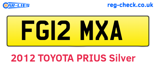 FG12MXA are the vehicle registration plates.