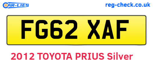 FG62XAF are the vehicle registration plates.