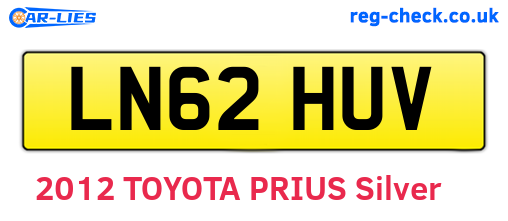 LN62HUV are the vehicle registration plates.