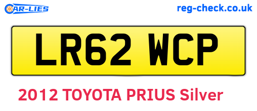 LR62WCP are the vehicle registration plates.