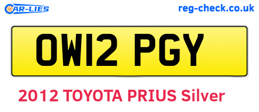 OW12PGY are the vehicle registration plates.
