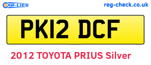 PK12DCF are the vehicle registration plates.