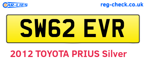 SW62EVR are the vehicle registration plates.