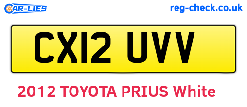 CX12UVV are the vehicle registration plates.