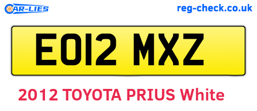 EO12MXZ are the vehicle registration plates.