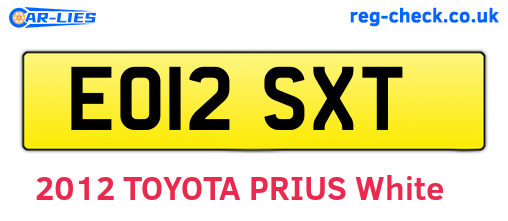 EO12SXT are the vehicle registration plates.