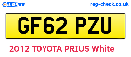 GF62PZU are the vehicle registration plates.
