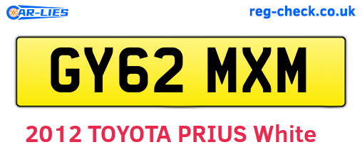 GY62MXM are the vehicle registration plates.