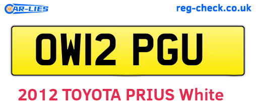 OW12PGU are the vehicle registration plates.