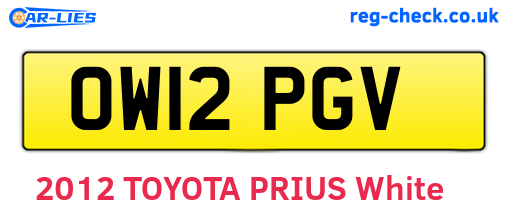 OW12PGV are the vehicle registration plates.